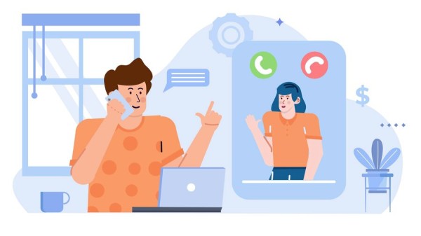 Two People Communicating Through a Smartphone Interface with Call Icons