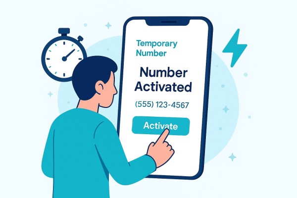 A Man Holds a Phone, Video Calling a Man on One Large Screen and a Woman on Another. Chat Icons and Plants Surround the Screens, Suggesting Online Communication