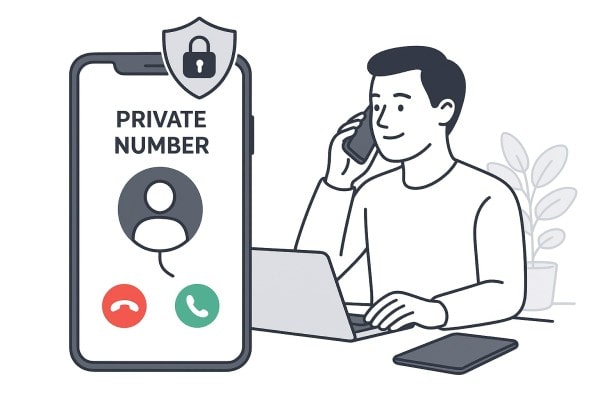 A Man Holds a Phone, Video Calling a Man on One Large Screen and a Woman on Another. Chat Icons and Plants Surround the Screens, Suggesting Online Communication