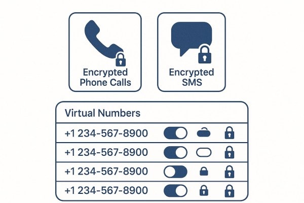 A Man Holds a Phone, Video Calling a Man on One Large Screen and a Woman on Another. Chat Icons and Plants Surround the Screens, Suggesting Online Communication