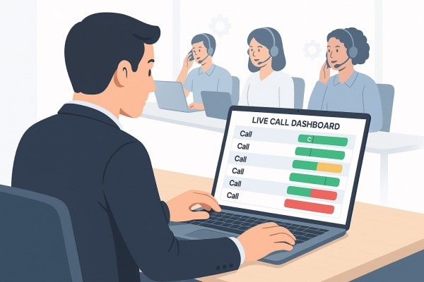 A Person in a Red Sweater, Blue Pants, and Smiling, Messages on a Phone and Laptop at a Table. Flags and Chat Icons Suggest International Communication